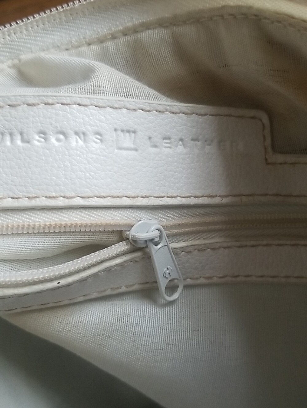 Wilsons Leather White Shoulder Bag with Front Buckle Pockets - Picture 12 of 15